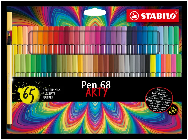 STABILO Pen 68 Brush Premium Felt Tip Brush Pen - 1-3mm Nib - 20