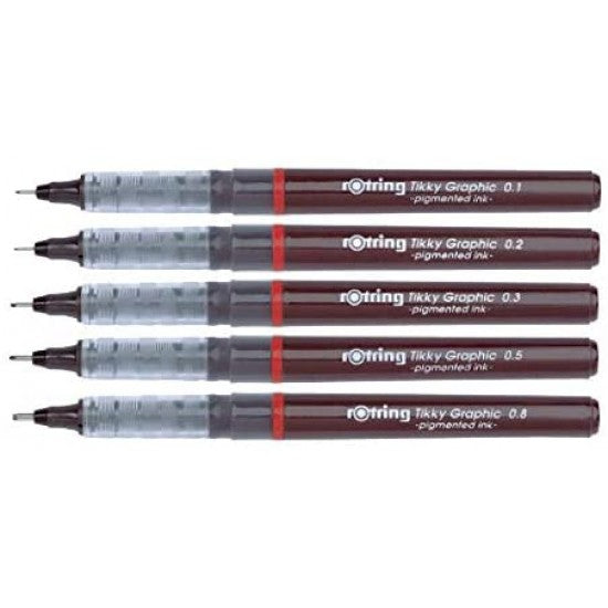 rotring 0.1, 0.2, 0.3, 0.5, 0.8mm Tikky Graphic with Black Pigmented Ink,  Non-Refillable Fineliner Pen - Buy rotring 0.1, 0.2, 0.3, 0.5, 0.8mm Tikky  Graphic with Black Pigmented Ink, Non-Refillable Fineliner Pen 