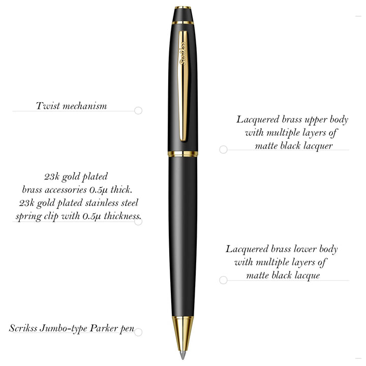 Scrikss | Noble 35 | Ballpoint Pen | Matte Black GT